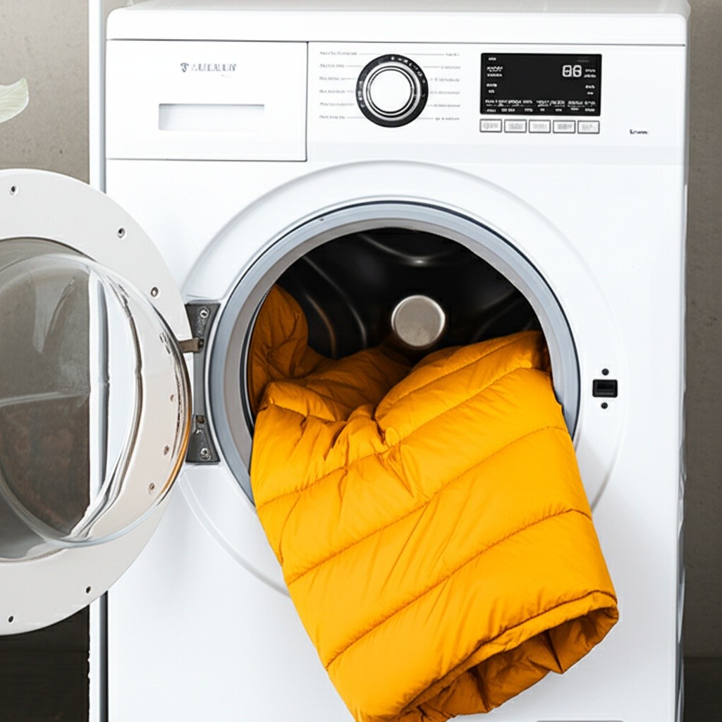 Hình minh họa cho bài viết: Bí Quyết và Hướng Dẫn Chi Tiết Cách Giặt Áo Phao Bằng Máy Giặt Tại Nhà Không Bị Vón Cục