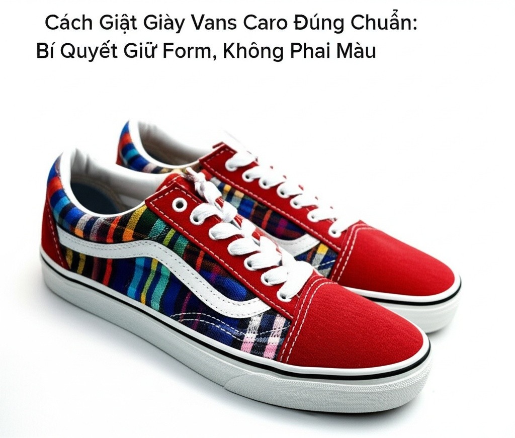 Hình minh họa cho bài viết: Cách Giặt Giày Vans Caro Đúng Chuẩn: Bí Quyết Giữ Form, Không Phai Màu